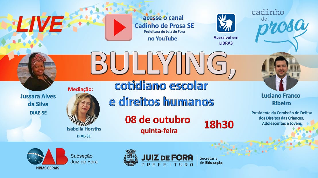 Educação promove live sobre “bullying” no “Cadinho de Prosa”