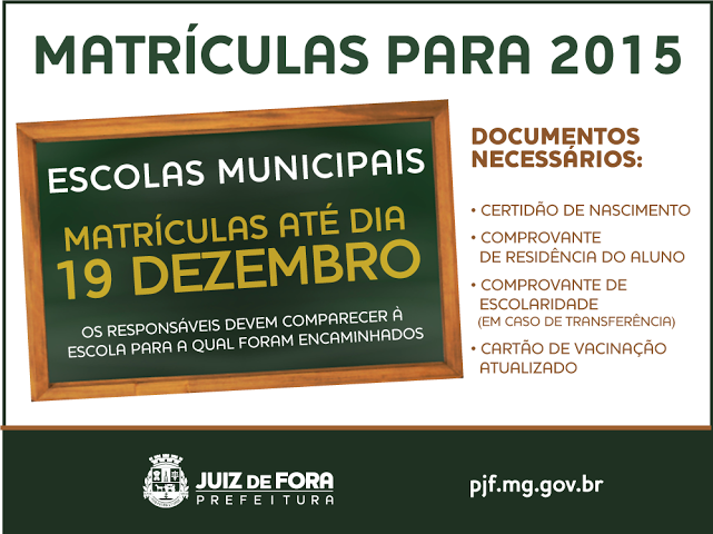 Portal de Notcias PJF | Escolas municipais recebem matrculas para 2015 at sexta-feira | SE - 17/12/2014
