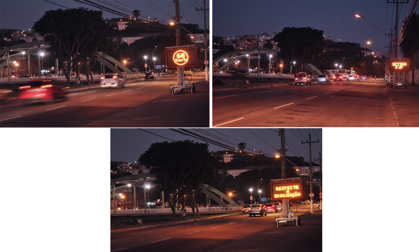 Portal de Notcias PJF | Settra testa painel de mensagem varivel mvel na Avenida Brasil | SETTRA - 27/5/2015