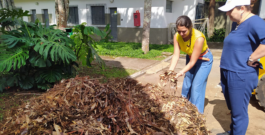 Portal de Notícias PJF | Resíduos de capina do Parque Municipal servem como fonte para compostagem | DEMLURB - 19/4/2022