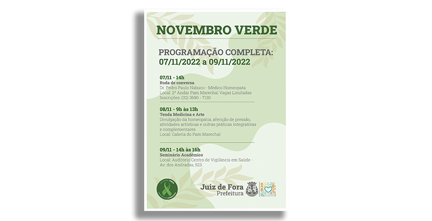 Portal de Not�cias PJF | Prefeitura realiza programa��o do Novembro Verde | SS - 1/11/2022