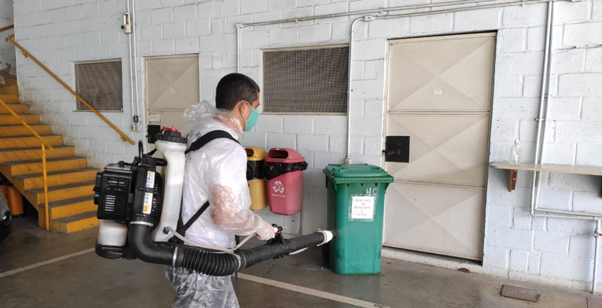 Portal de Notcias PJF | Guarda Municipal mantm trabalho de descontaminao em sua sede | SESUC - 25/5/2020
