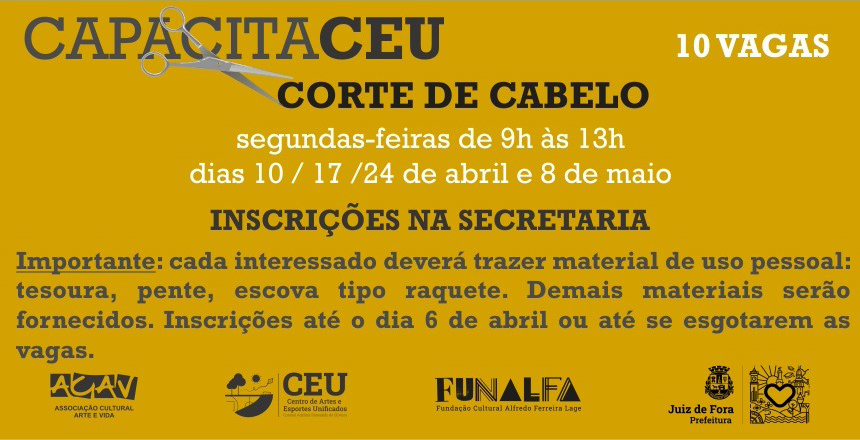 Portal de Notícias PJF | PJF oferece curso gratuito de Corte de Cabelo na Praça CEU | FUNALFA - 30/3/2023