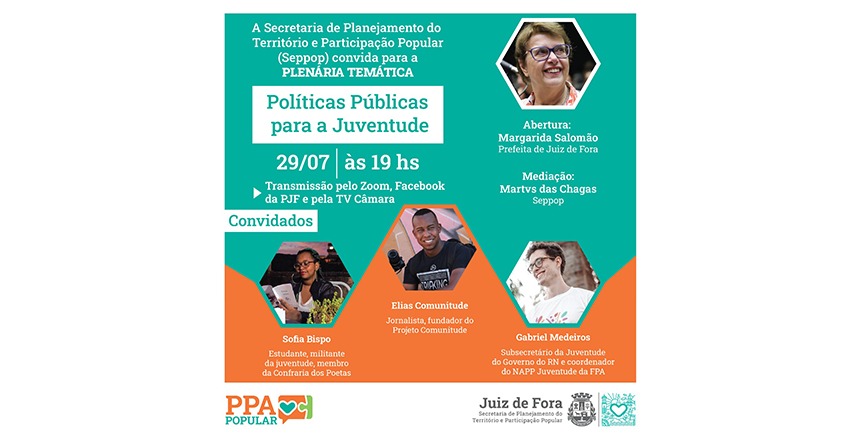 Portal de Notícias PJF | Plenria virtual Polticas pblicas para a juventude acontece nesta quinta, 29 - SEPPOP | 29/7/2021